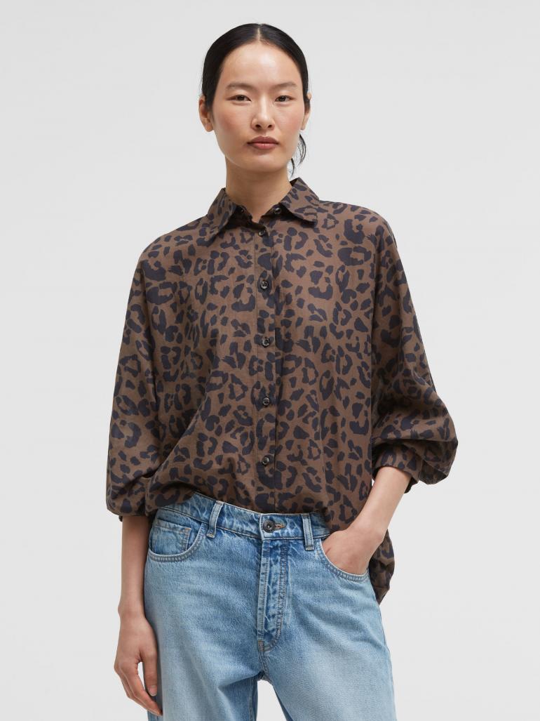 SENSES THE LABEL BLOUSE LEOPARD PRINT BROWN