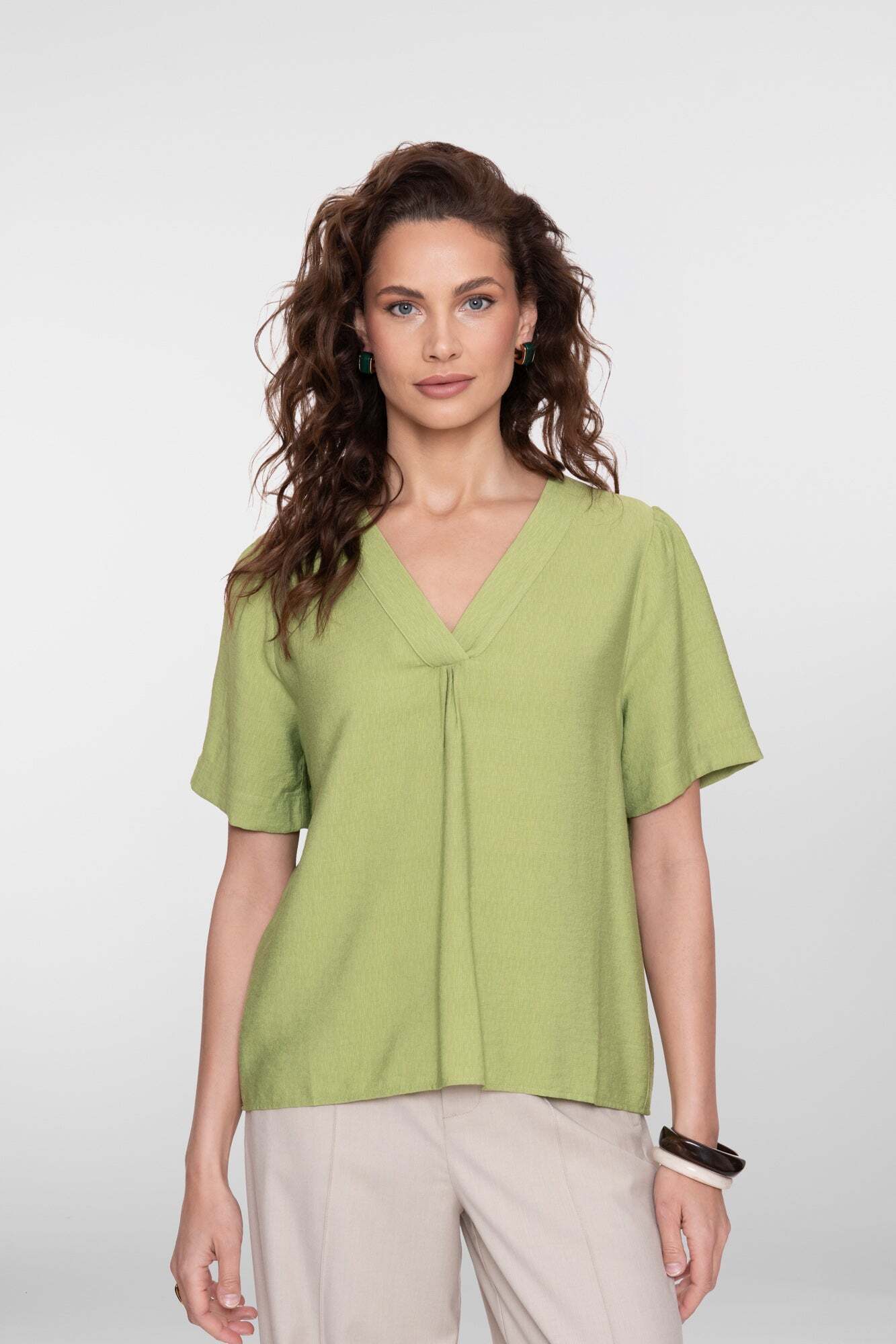 GEISHA TOP V-HALS LIGHT GREEN