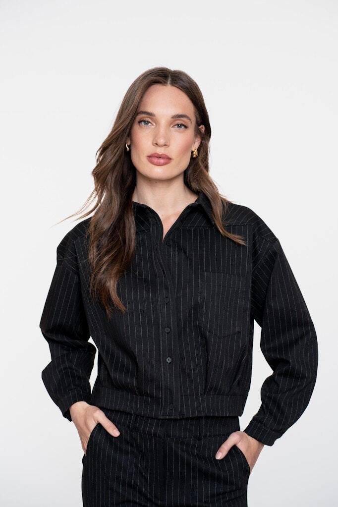 GEISHA JACKET PINSTRIPE BLACK