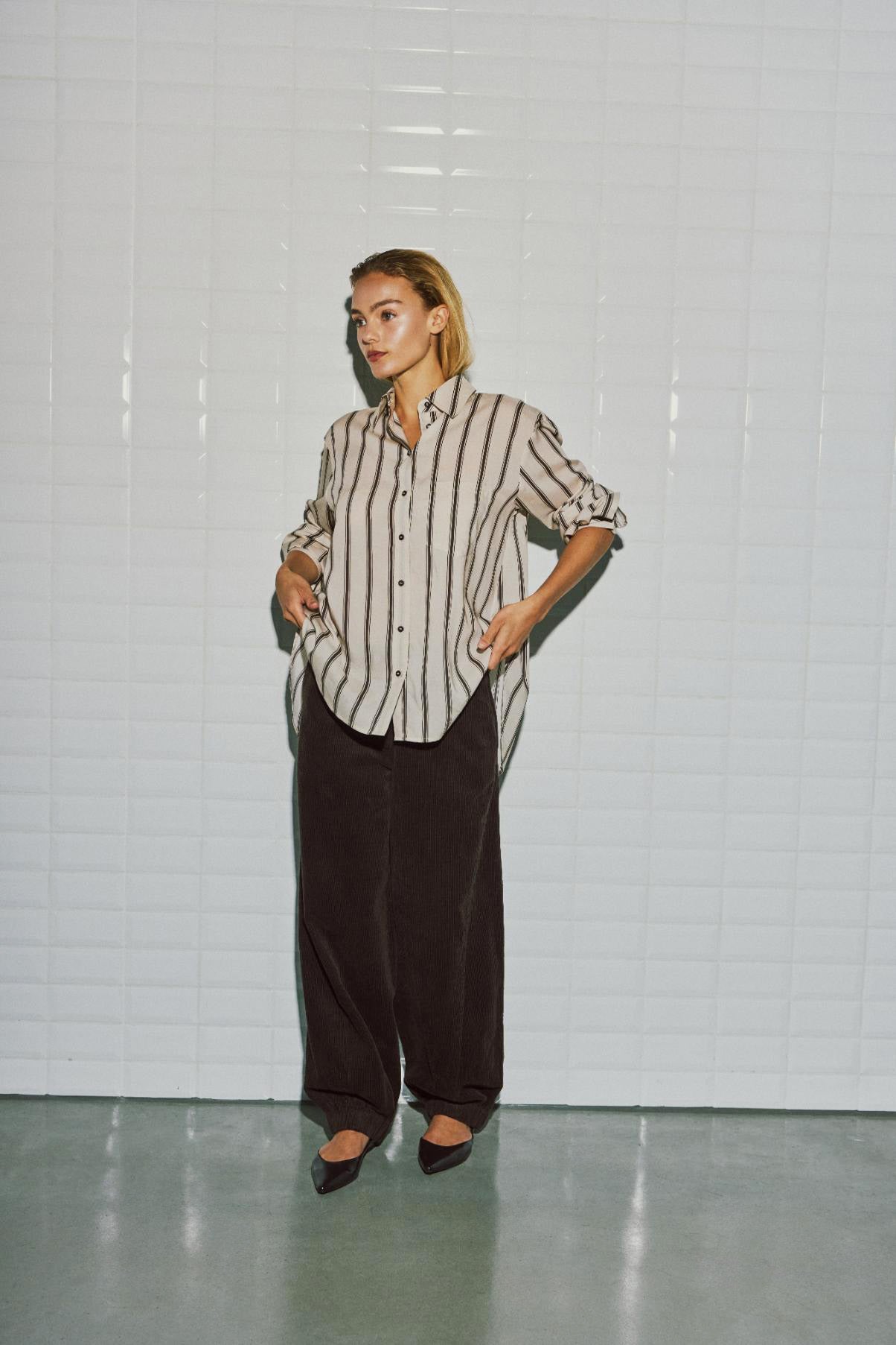 WITHBLACK BLOUSE RHIANNA JAPANESE PEARL STRIPE