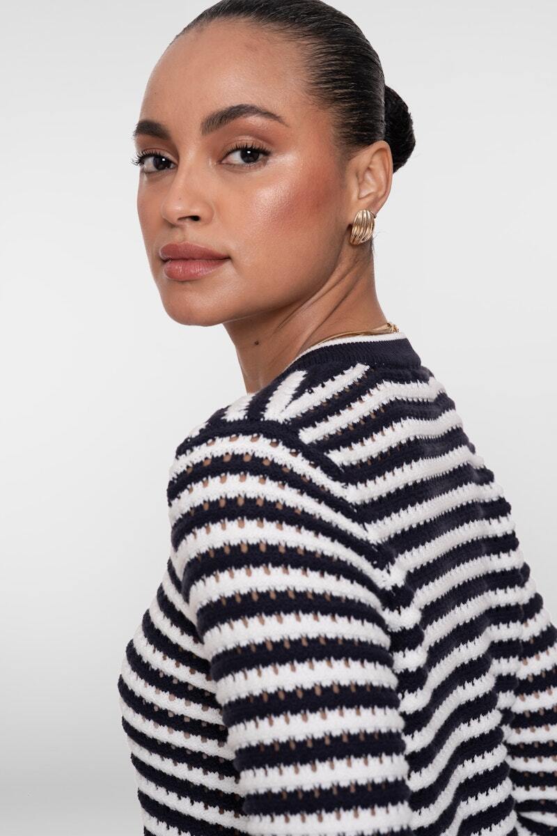 GEISHA VEST STRIPES NAVY/OFF-WHITE