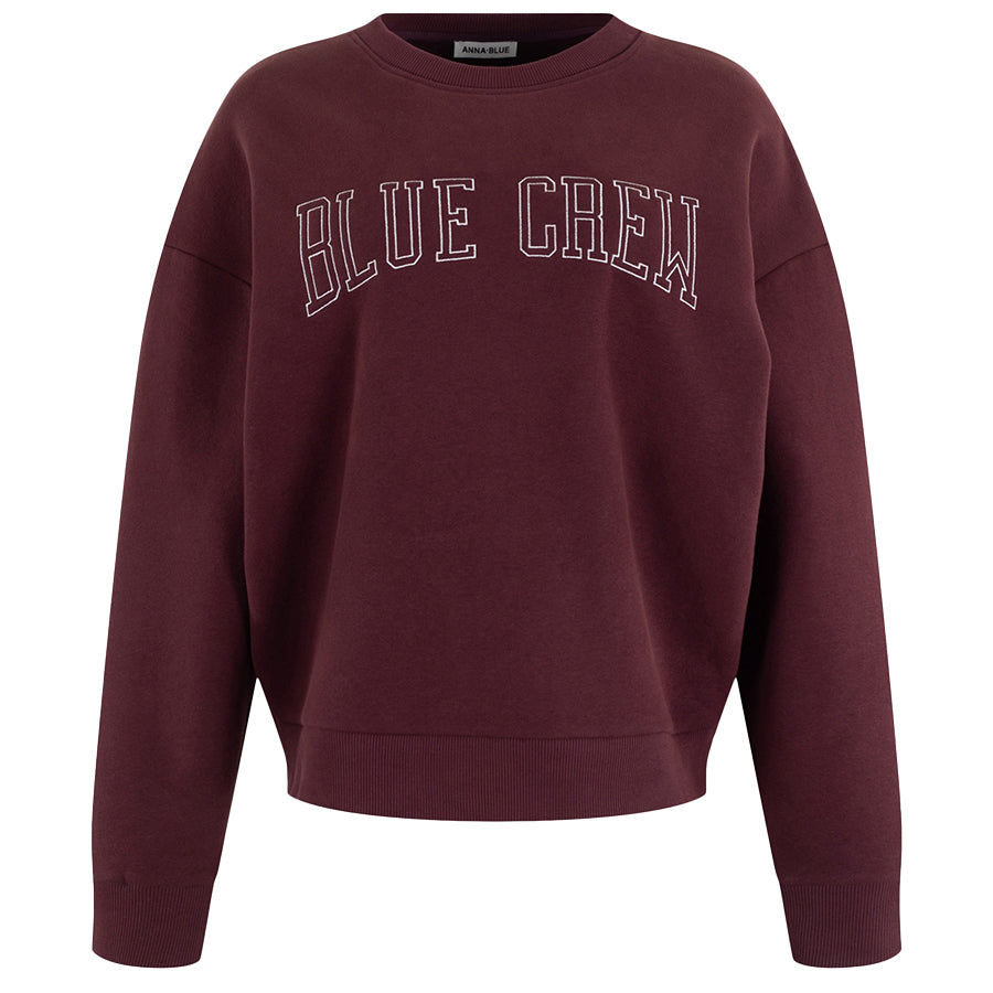 ANNA BLUE SWEATER BLUE CREW BORDEAUX SOLID