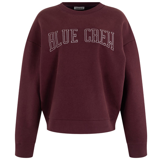 ANNA BLUE SWEATER BLUE CREW BORDEAUX SOLID