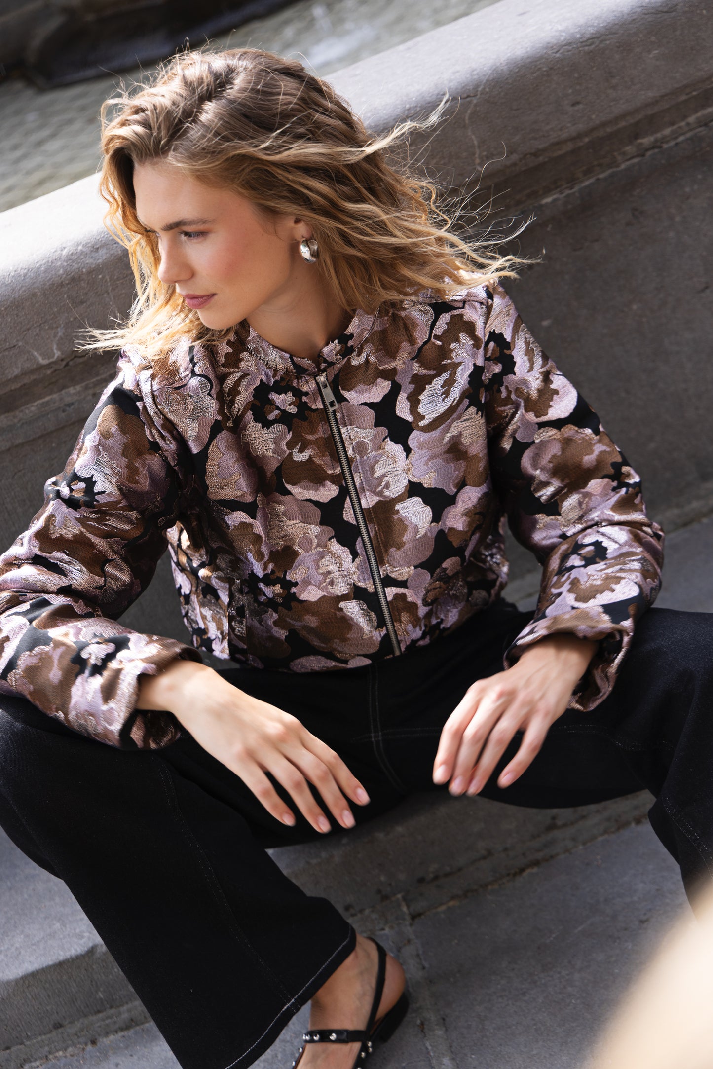 ANNA BOMBERJACK BLOEMPRINT BLUSH
