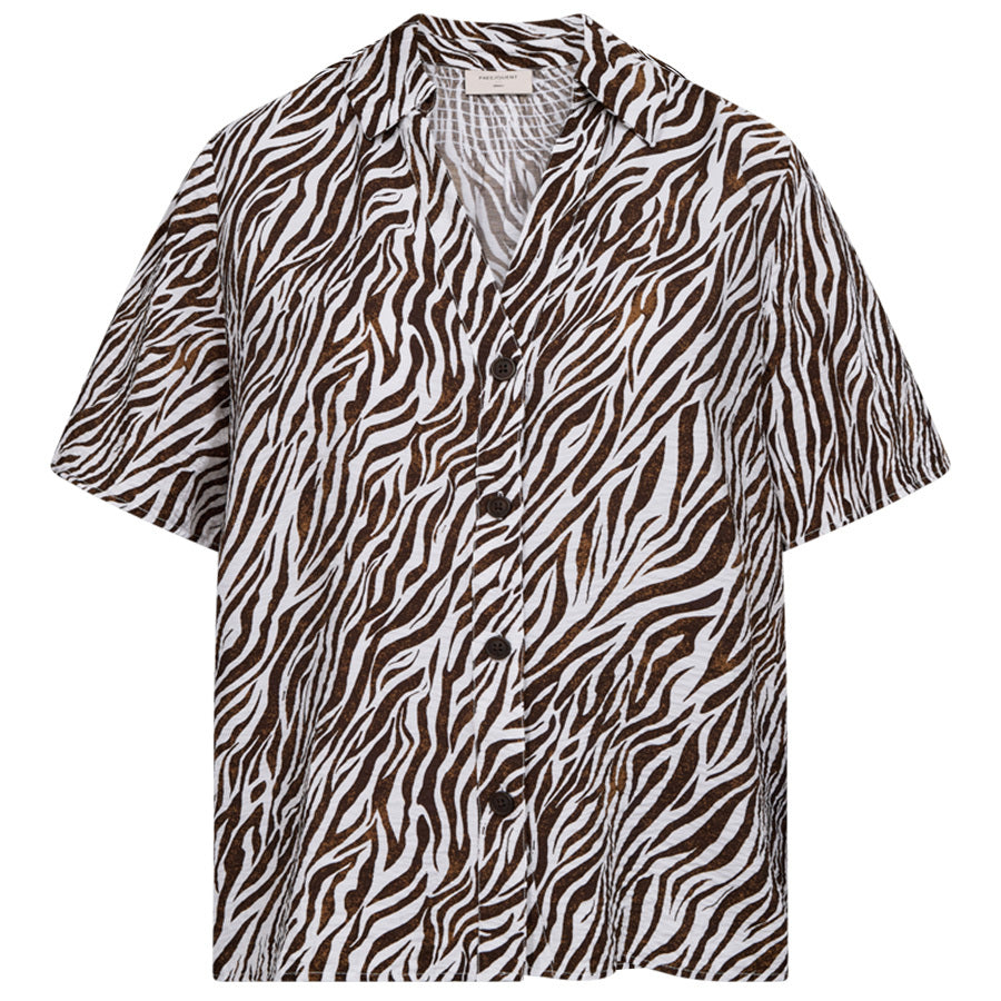 FREEQUENT BLOUSE MELE BRILLIANT WHITE/COFFEE BEAN