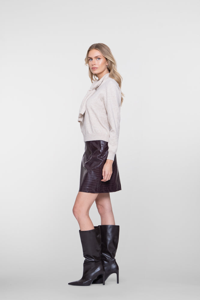GEISHA ROK CROCOPRINT BURGUNDY