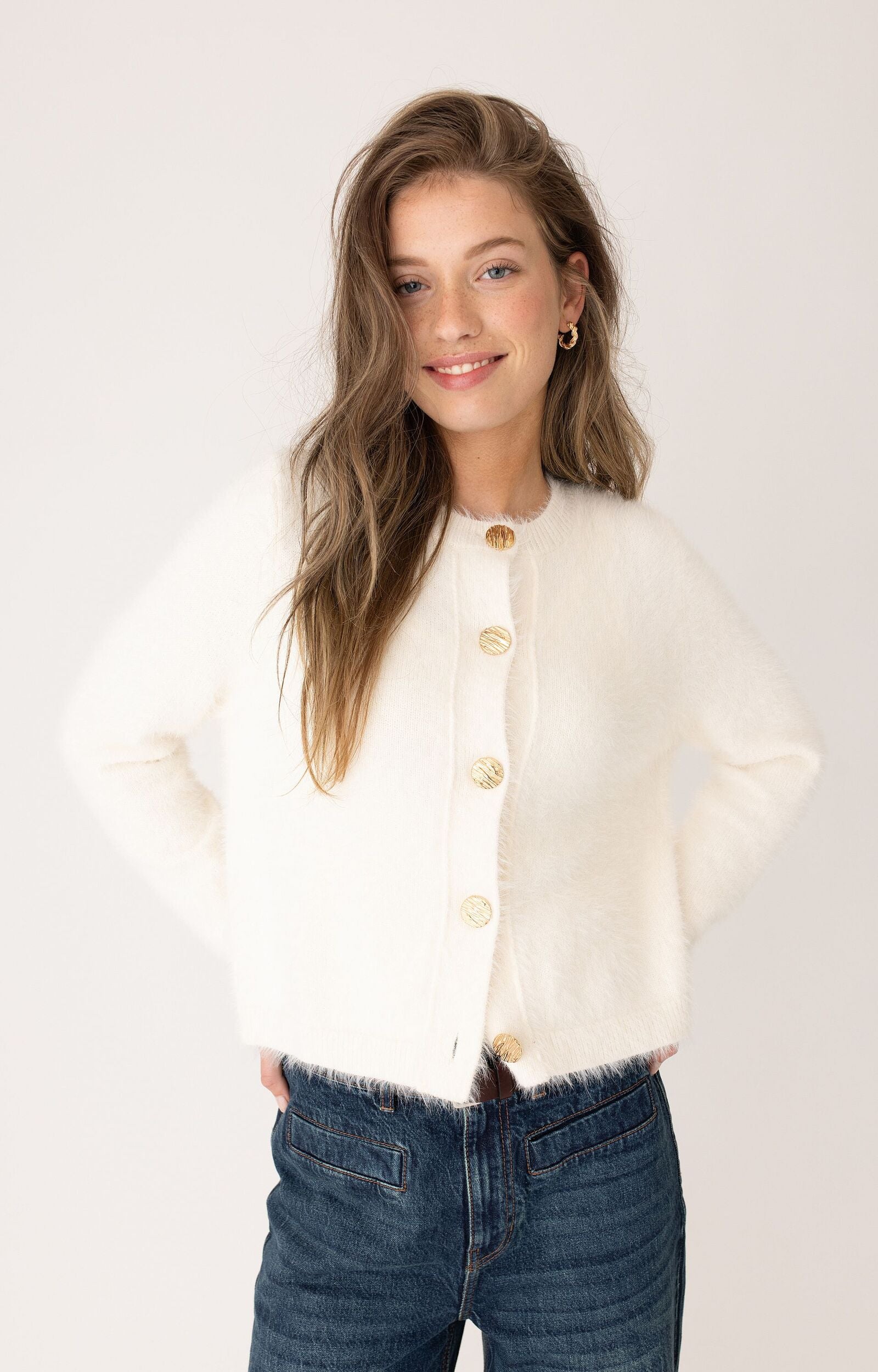 ANNA BLUE VEST TWEEDY OFF-WHITE