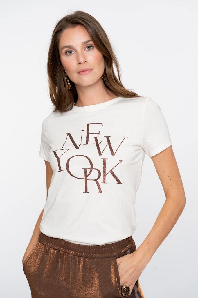 GEISHA T-SHIRT NEW YORK OFF-WHITE/COFFEE