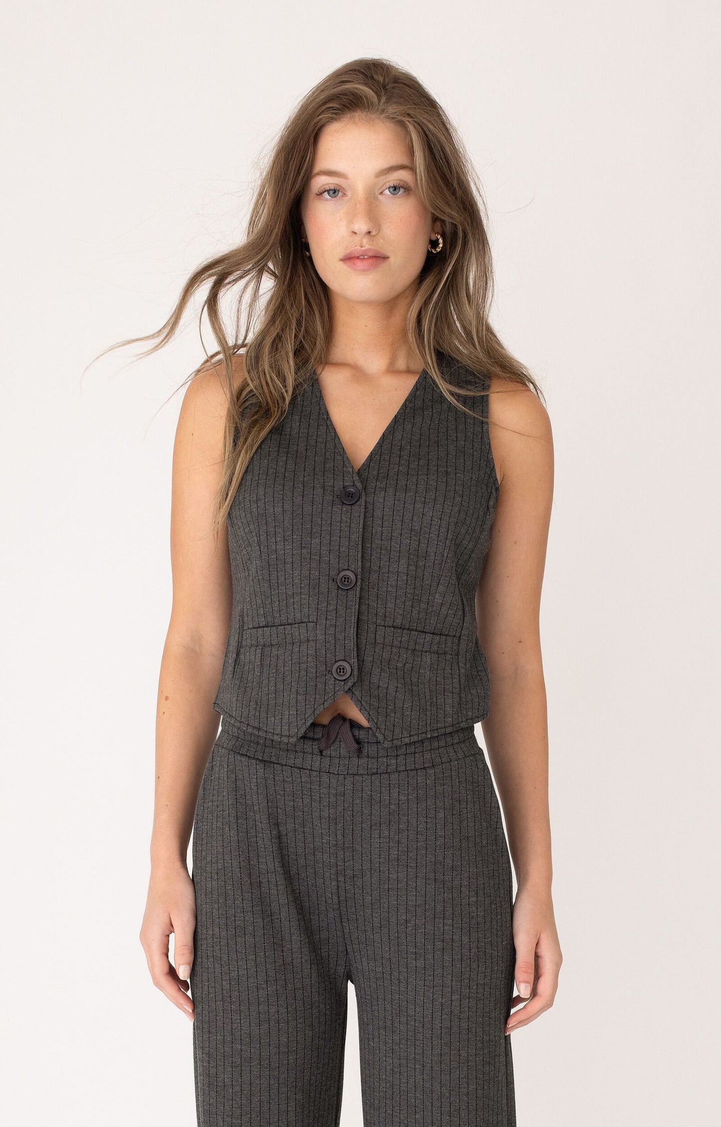 ANNA BLUE GILET VESTY ANTRACIET MELANGE