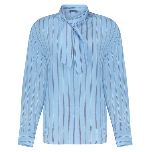 GEISHA BLOUSE MINERAL BLUE/BROWN