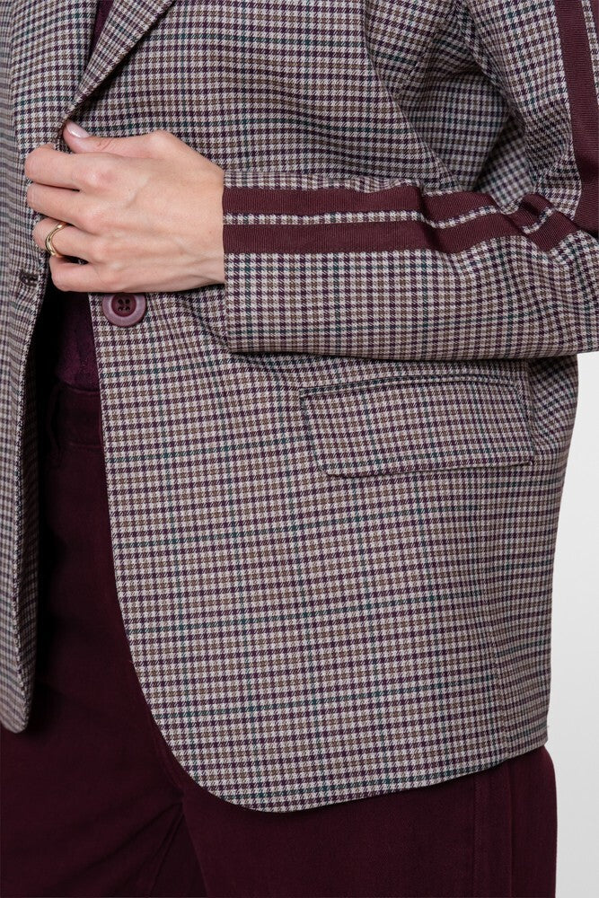 GEISHA BLAZER MET RUIT BURGUNDY/GREEN
