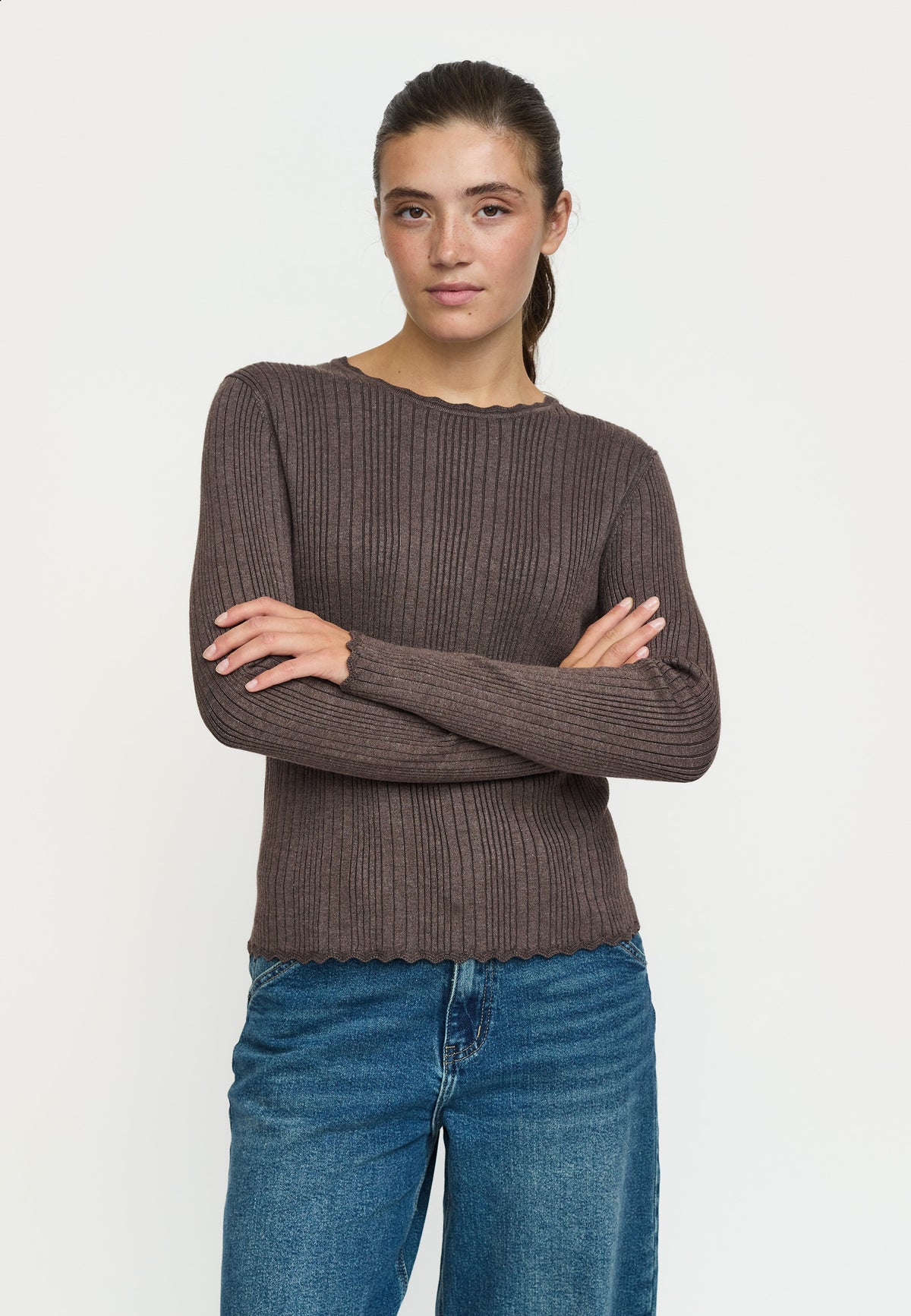 SOFT REBELS TOP MARLA COFFEE QUARTZ MELANGE