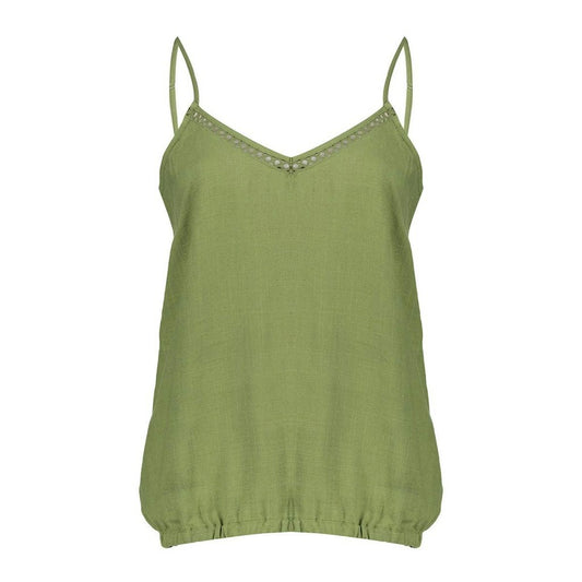 GEISHA TOP FAKE LINEN EVERGREEN