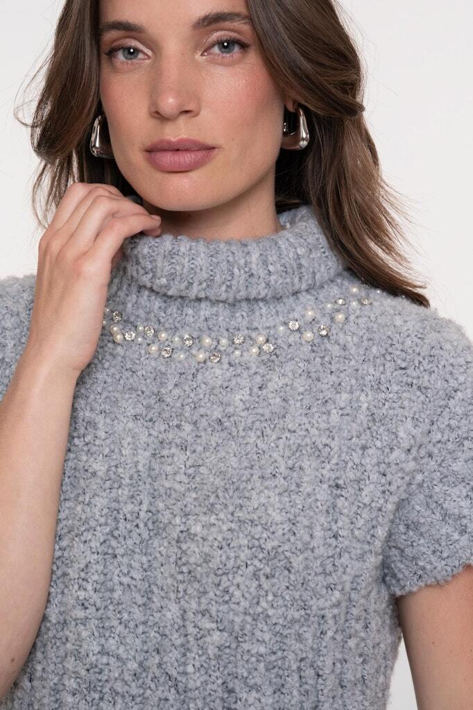 GEISHA SPENCER PEARLS & STONES GREY