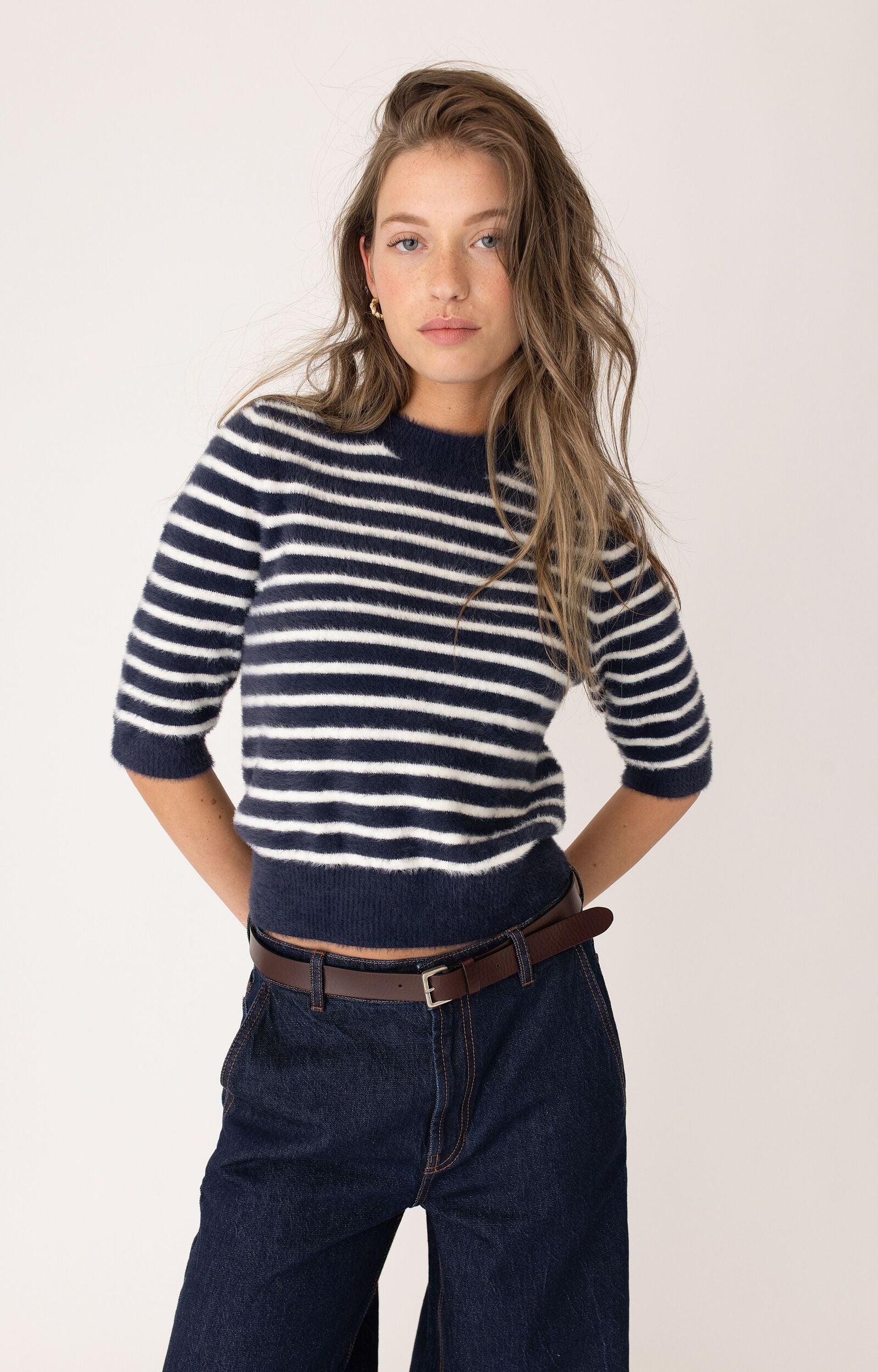 ANNA BLUE TRUI MIC DARK BLUE STRIPE