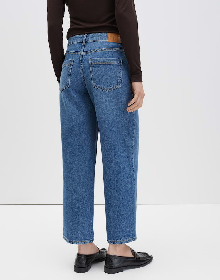 SOMEDAY JEANS CELLMA BARREL DETAIL MID DRIFT BLUE