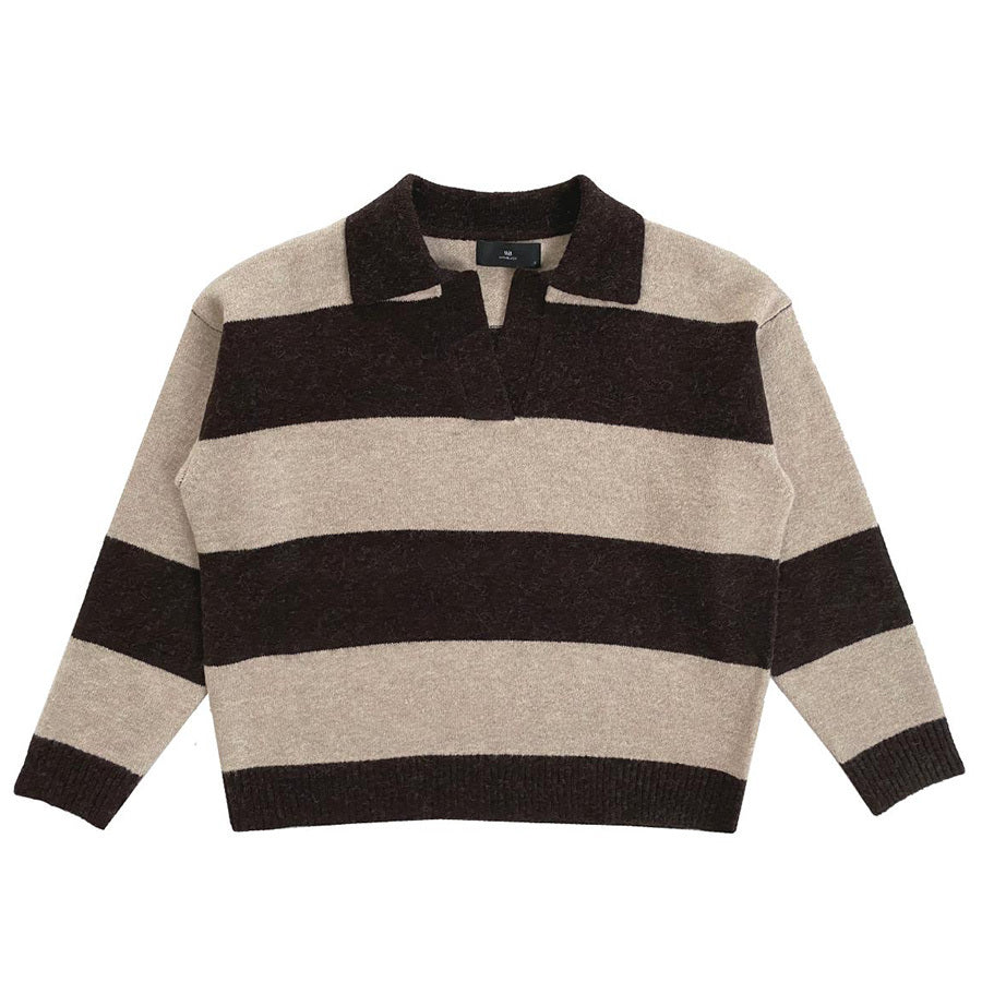 WITHBLACK TRUI LISA HENLEY BROWN/BIRCH STRIPE