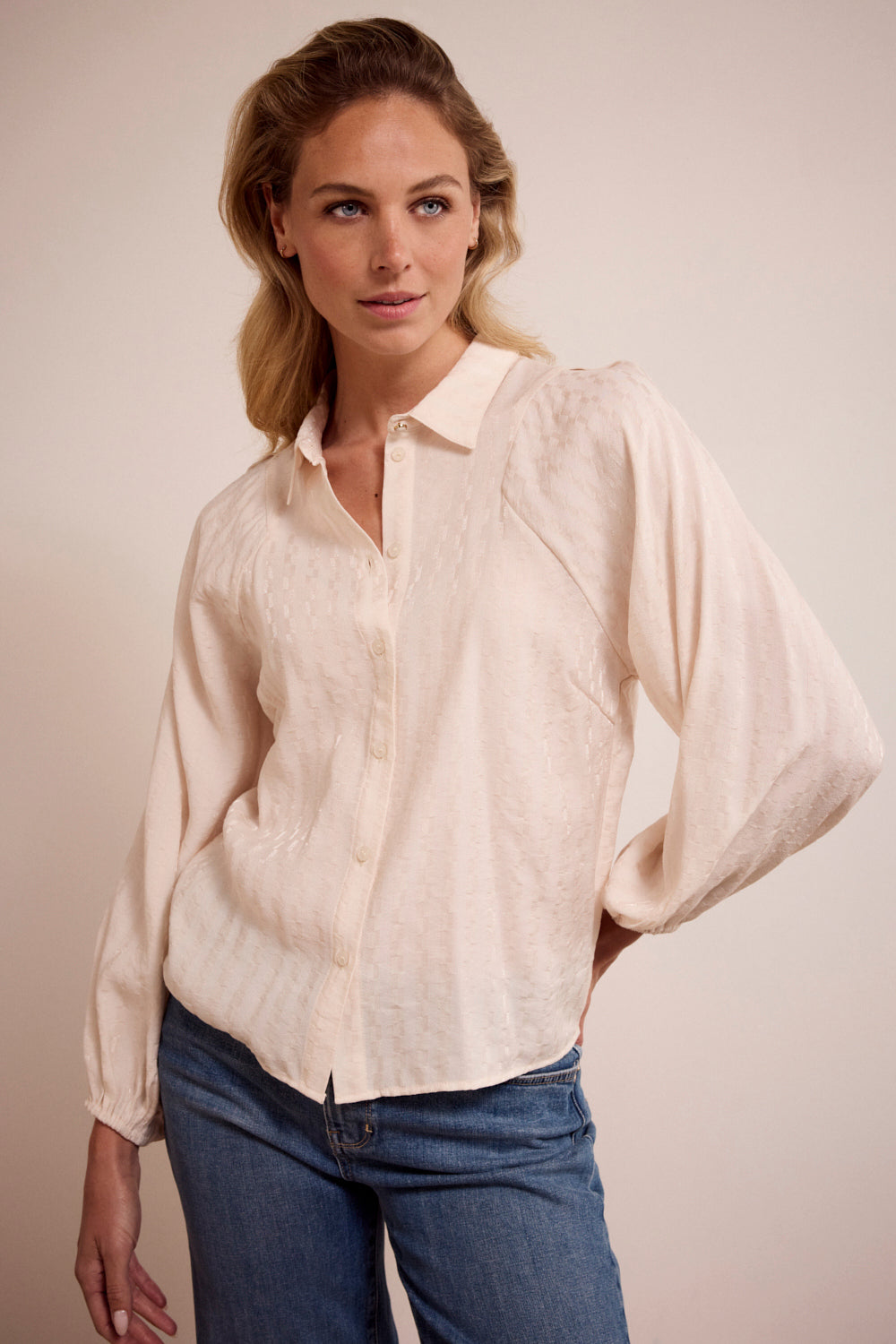 TRAMONTANA BLOUSE PUFF SLEEVED STONE