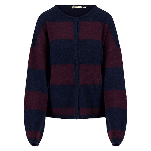 ZUSSS BASIC VESTJE STREEP MET BROCHE DARK NAVY/BURGUNDY
