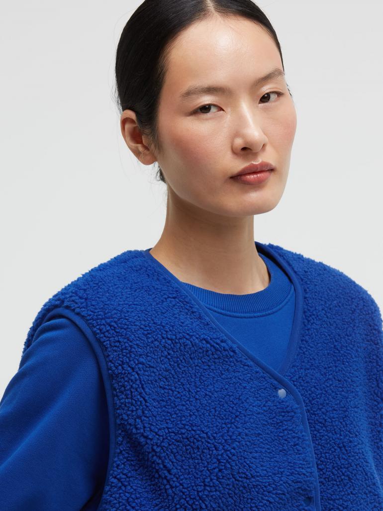 SENSES THE LABEL GILET TEDDY BRIGHT BLUE