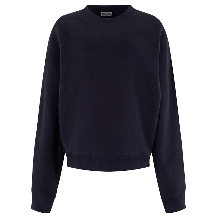 ANNA BLUE SWEATER CREW BIG LOGO DARK BLUE