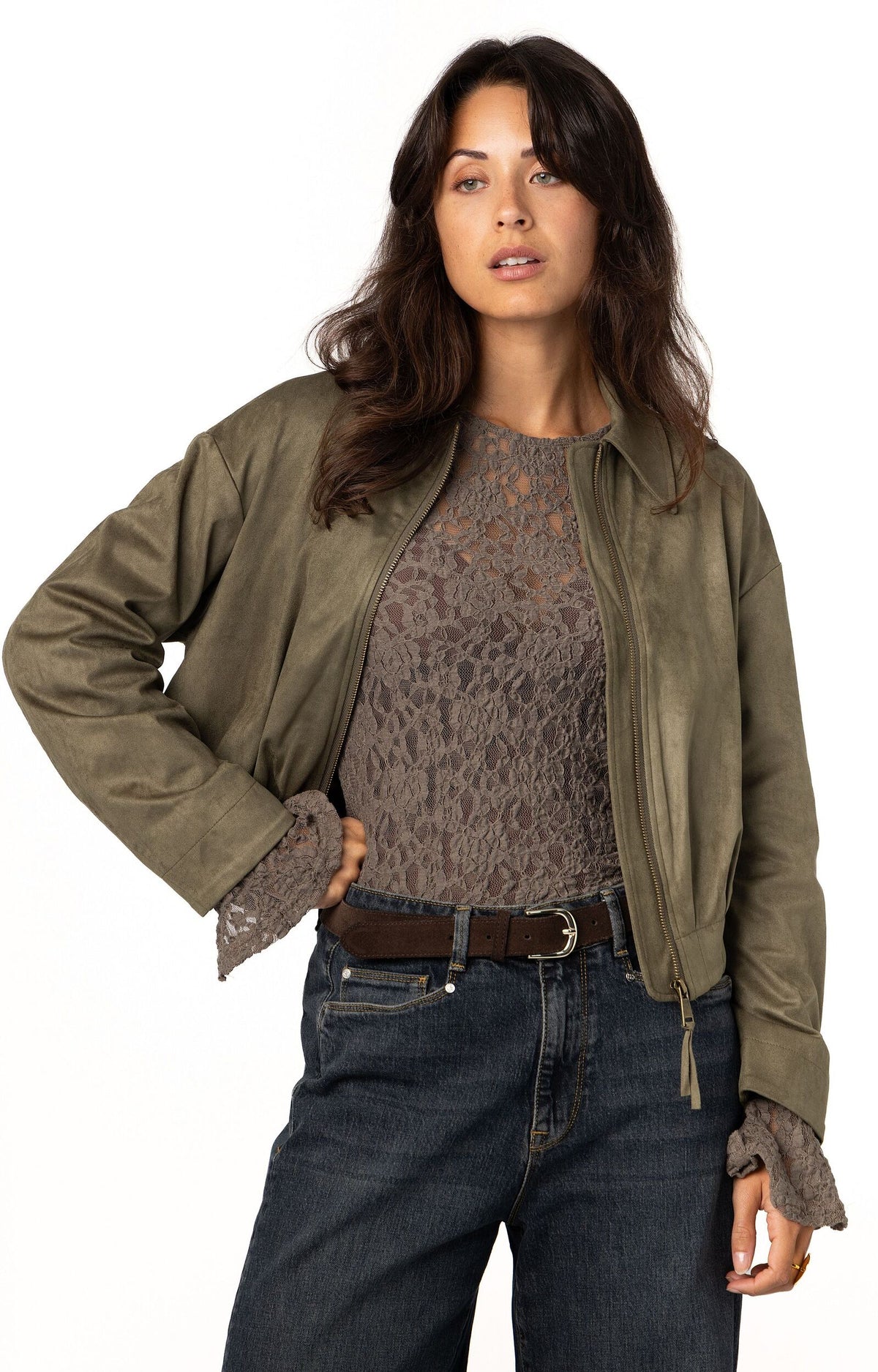 ANNA JACKET SUÉDELOOK KAKI