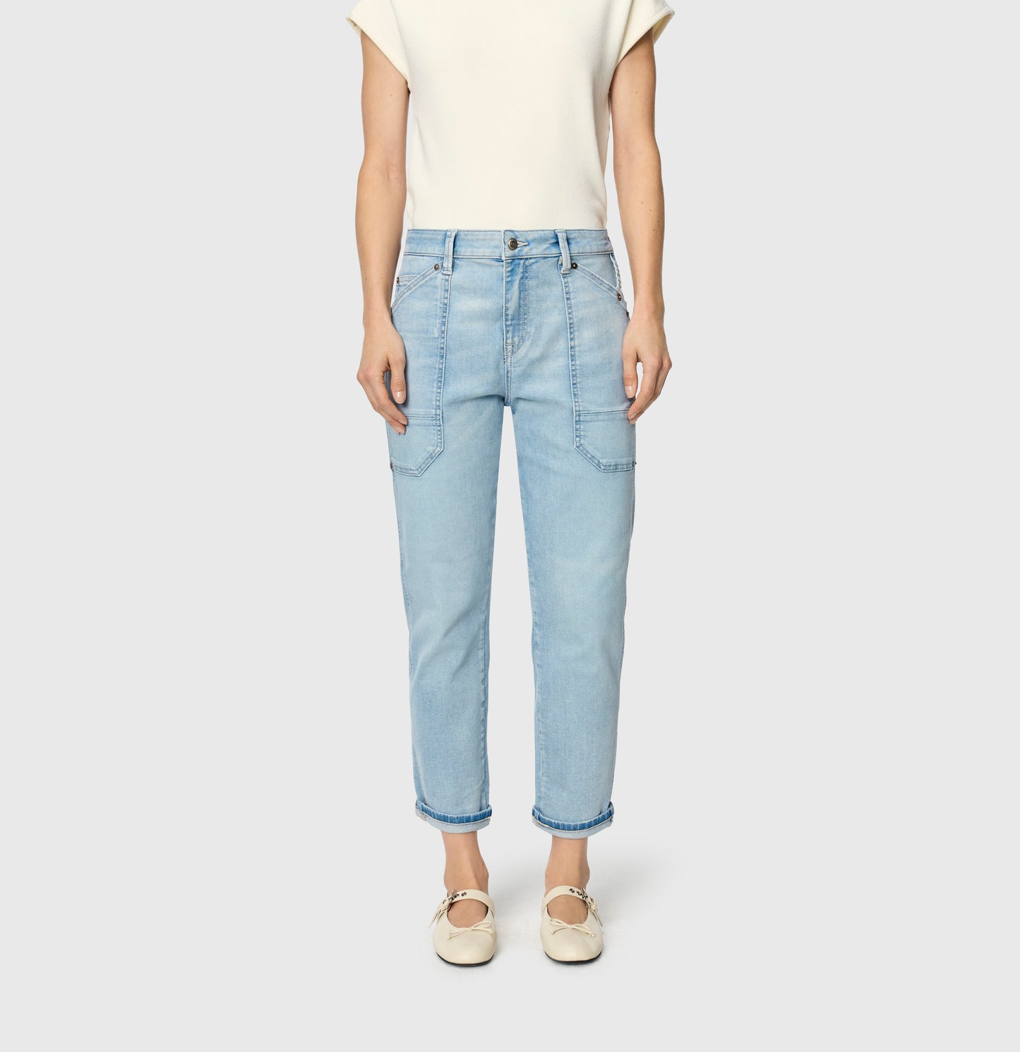 MAC JEANS IOWA BAGGY HIGH-LOW BLEACHED