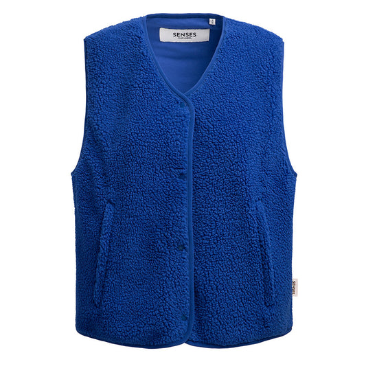 SENSES THE LABEL GILET TEDDY BRIGHT BLUE