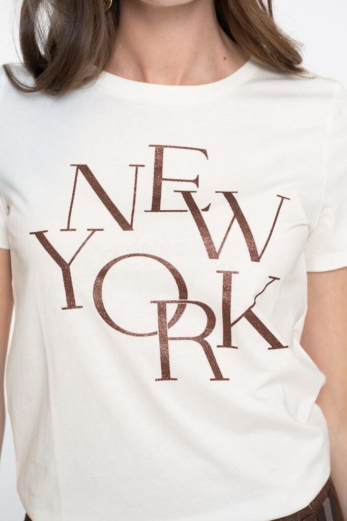 GEISHA T-SHIRT NEW YORK OFF-WHITE/COFFEE