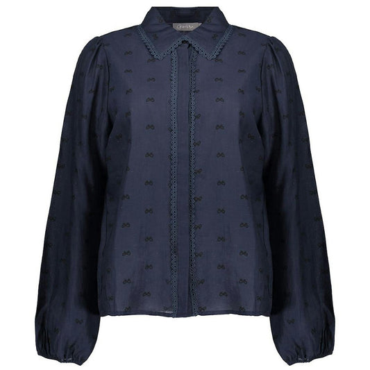 GEISHA BLOUSE LACE DETAILS NAVY