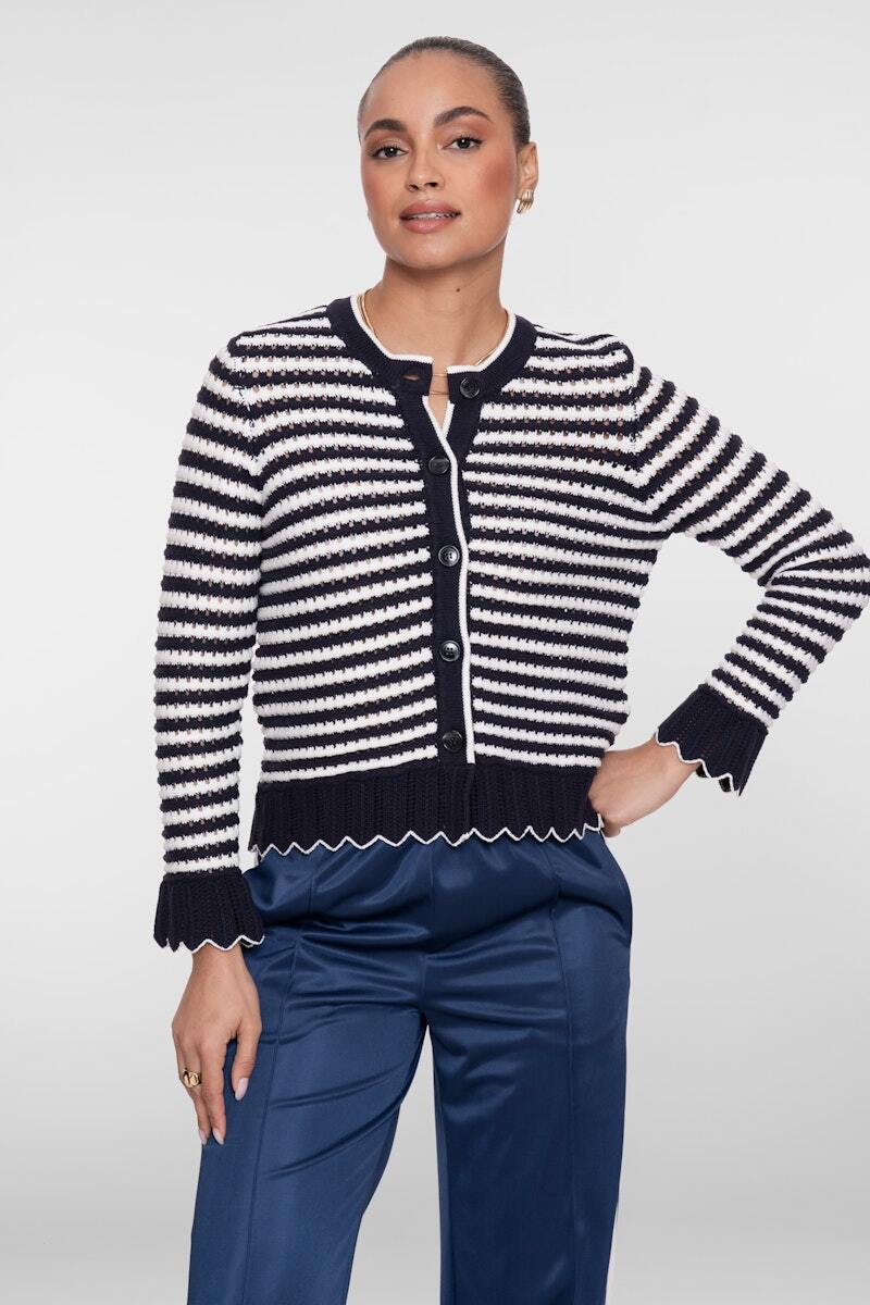 GEISHA VEST STRIPES NAVY/OFF-WHITE