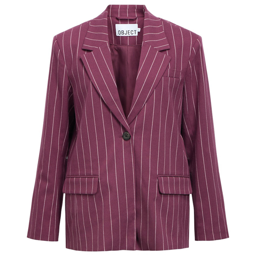 OBJECT BLAZER LISA MAUVE WINE/PINK LADY PINSTRIPE