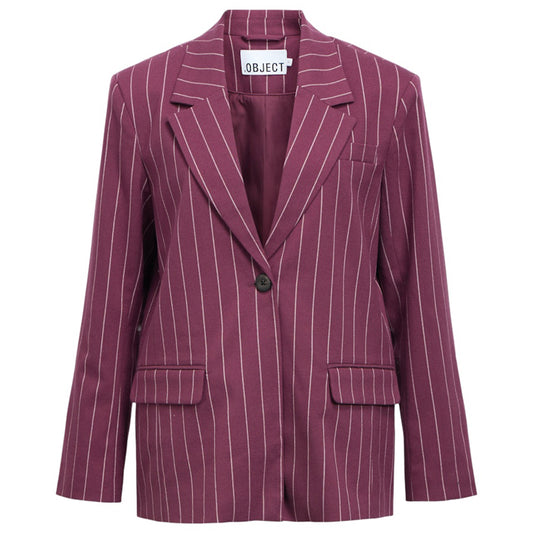 OBJECT BLAZER LISA MAUVE WINE/PINK LADY PINSTRIPE