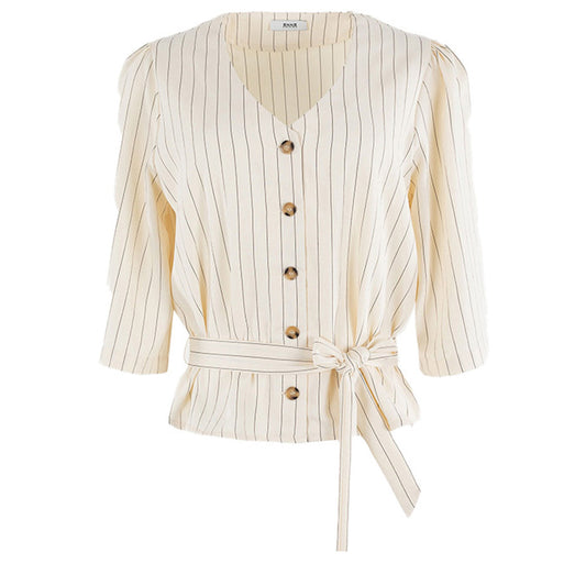 ANNA BLOUSE KRIJTSTREEP CREAM STRIPE