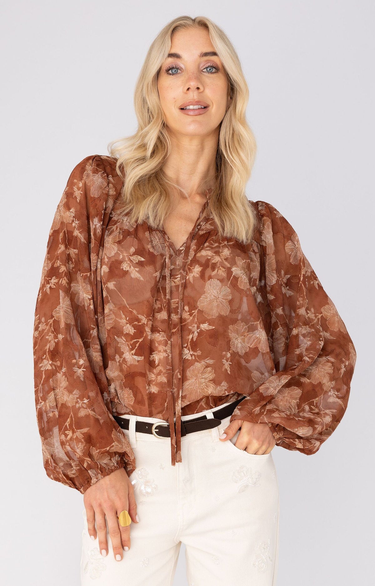 ANNA BLOUSE RUST DESSIN