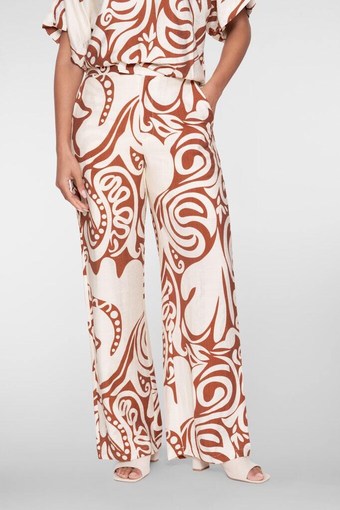 GEISHA BROEK MET PRINT ECRU/TABACCO