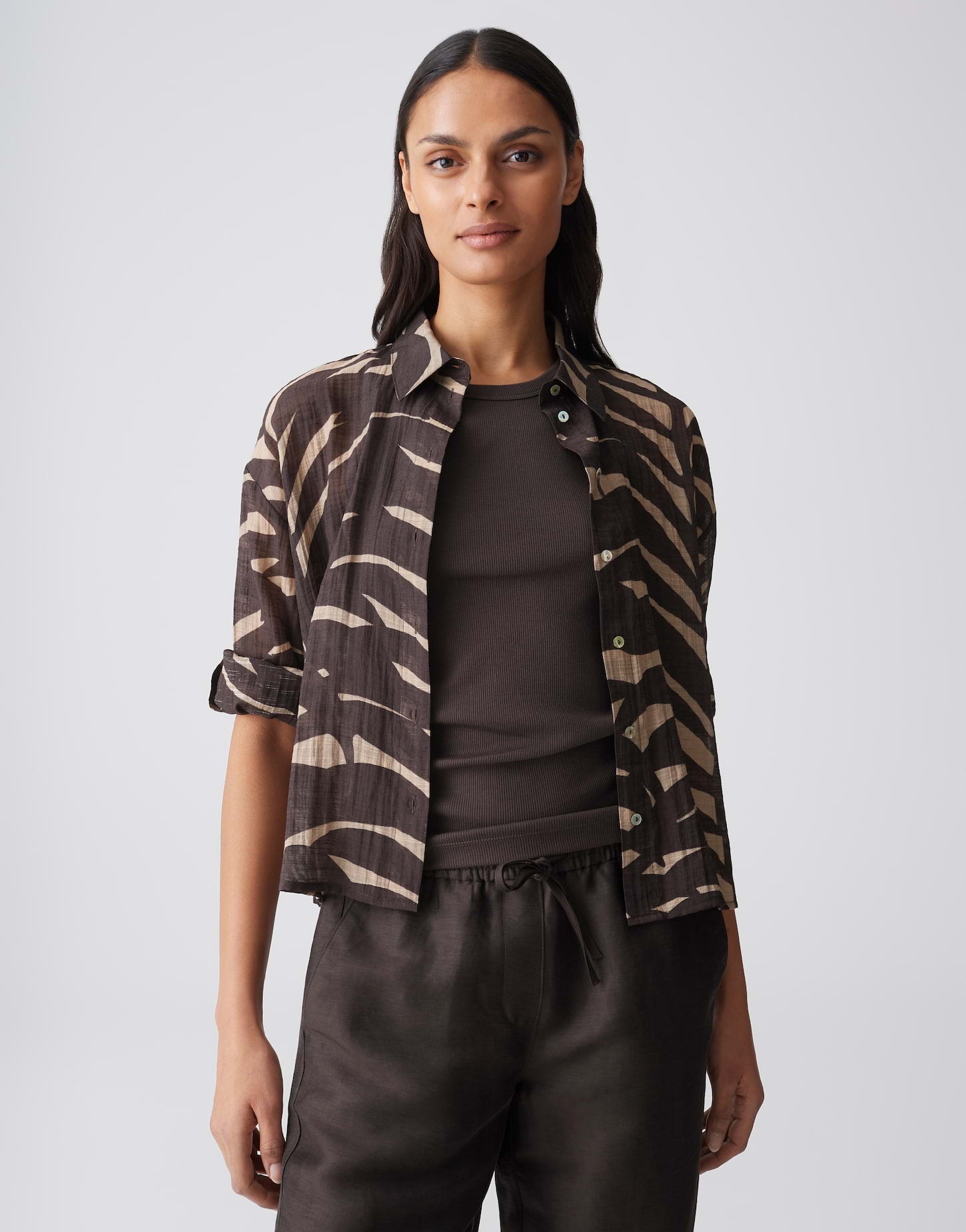 OPUS BLOUSE FADENA LEAVES AFFOGATO
