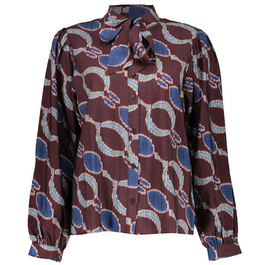 GEISHA BLOUSE GRAPHIC PRINT BORDEAUX/BLUE