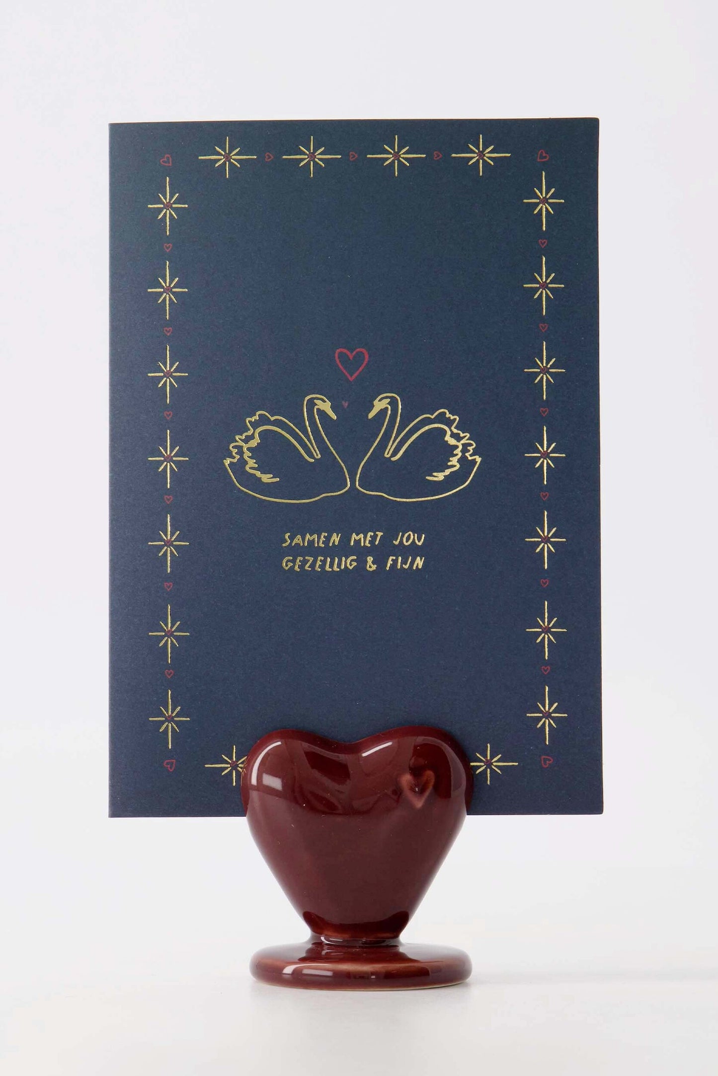 ZUSSS KAARTENSTANDAARD KERAMIEK HARTJE DONKERROOD