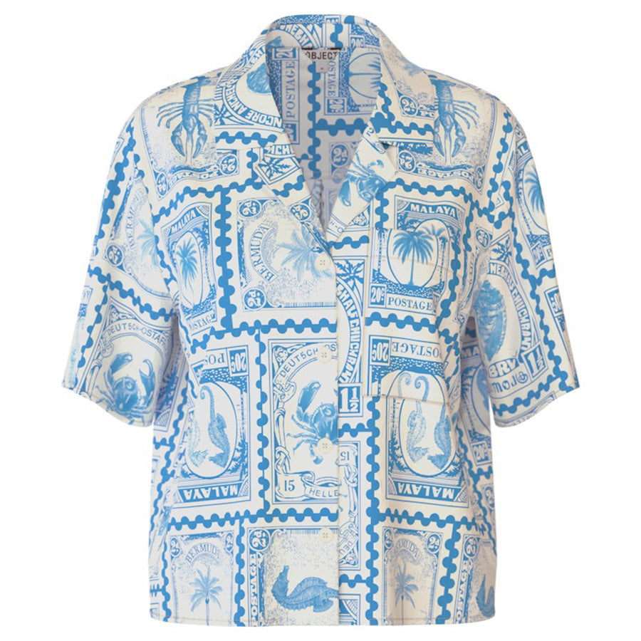 OBJECT BLOUSE VIMA BIRCH/AZURE BLUE