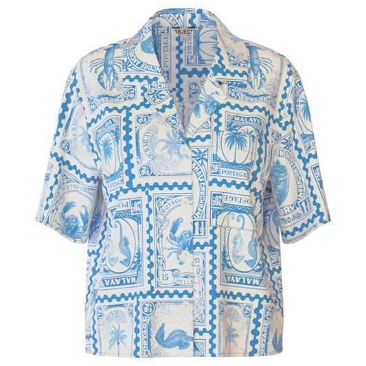 OBJECT BLOUSE VIMA BIRCH/AZURE BLUE