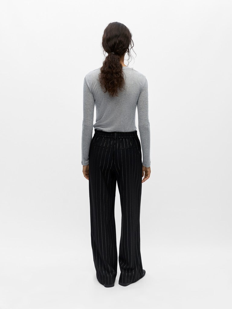 OBJECT BROEK LISA WIDE BLACK/SILVER