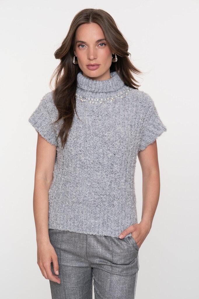 GEISHA SPENCER PEARLS & STONES GREY