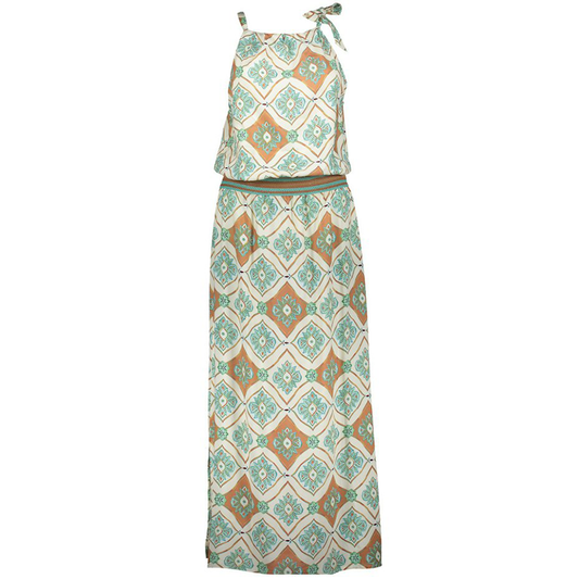 GEISHA JURK MET TEGELPRINT AQUA/CARAMEL