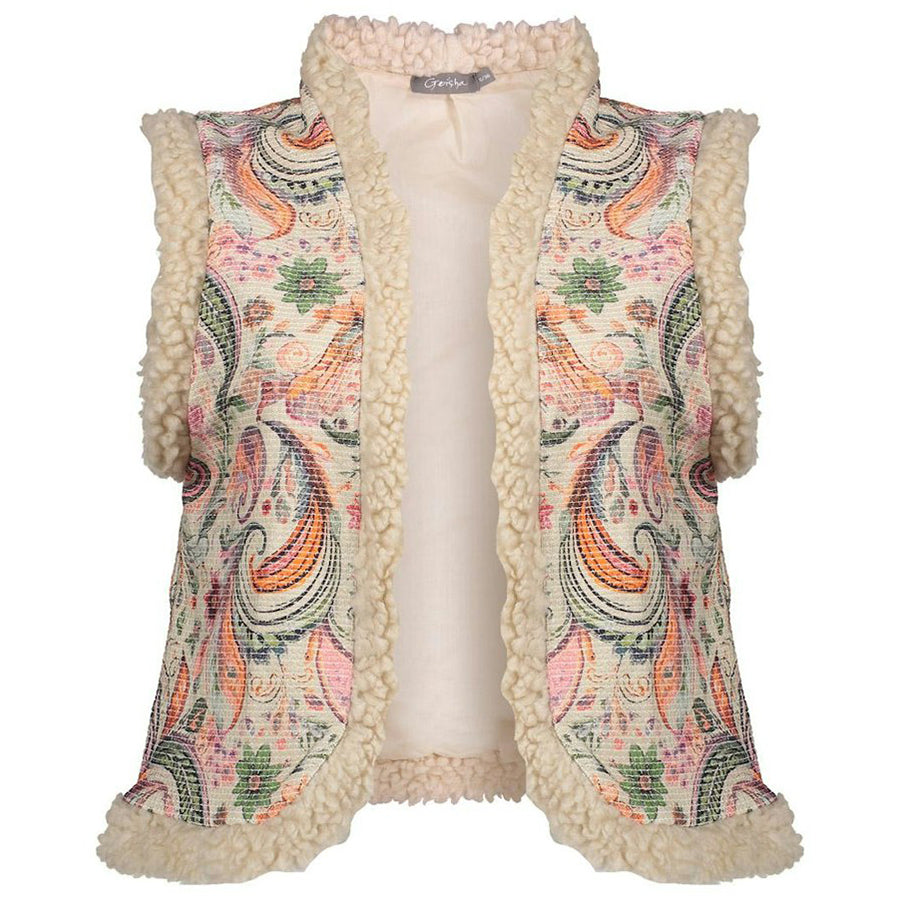 GEISHA GILET TEDDY PRINT BEIGE/SOFT PINK