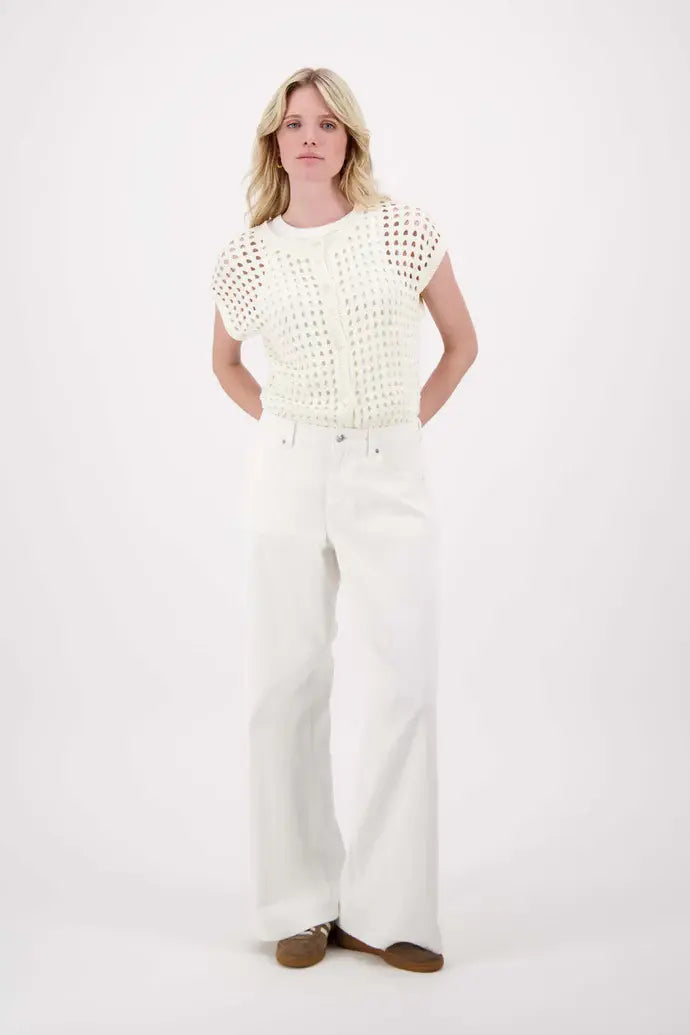 ZUSSS VESTJE AJOUR MOUWLOOS OFF-WHITE