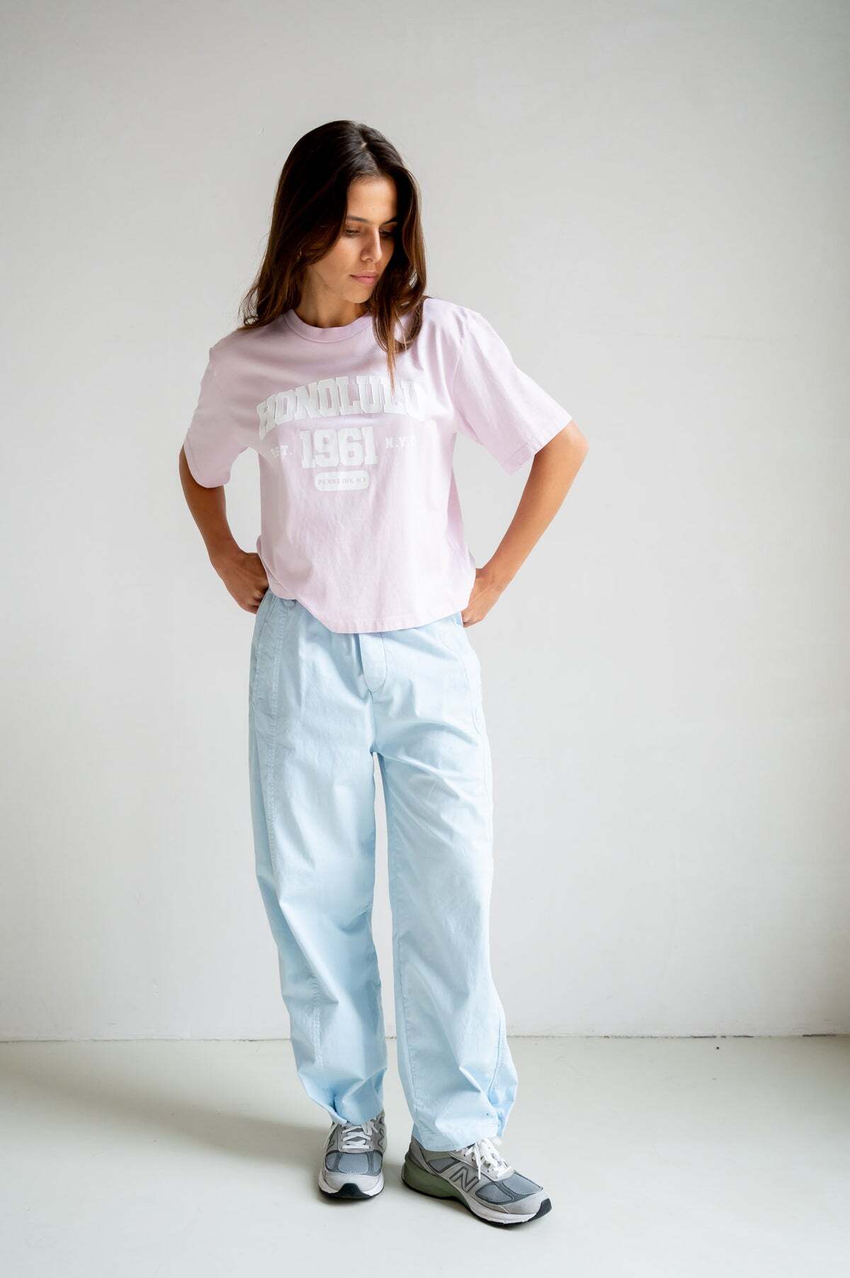 PENN&INK T-SHIRT PRINT ORCHID/WHITE