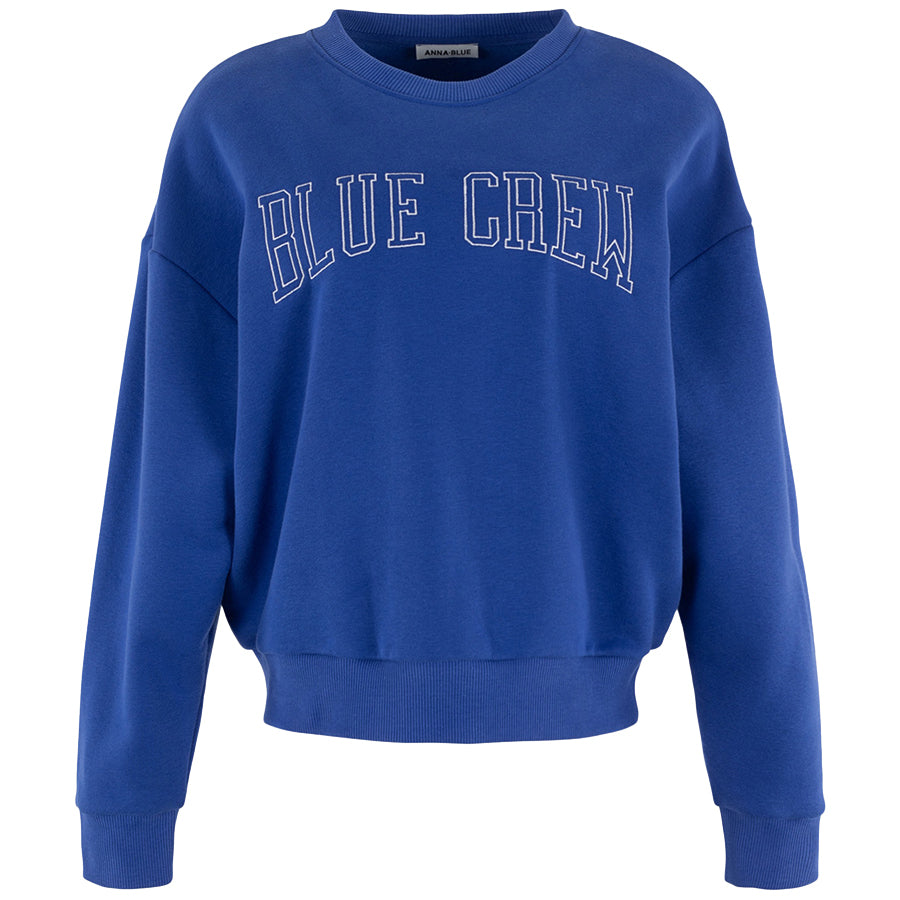 ANNA BLUE SWEATER BLUE CREW COBALT SOLID