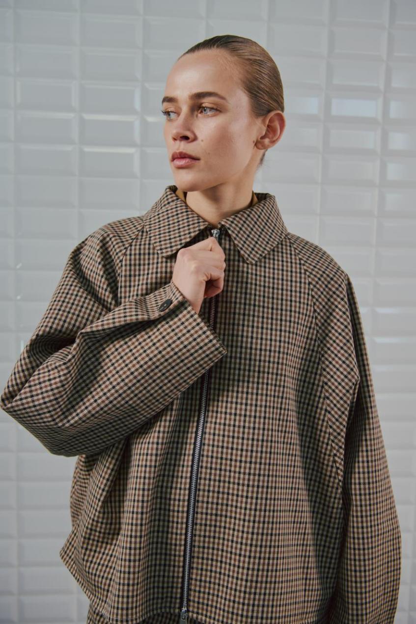 WITHBLACK JACKET JACKIE CAMEL CHECK