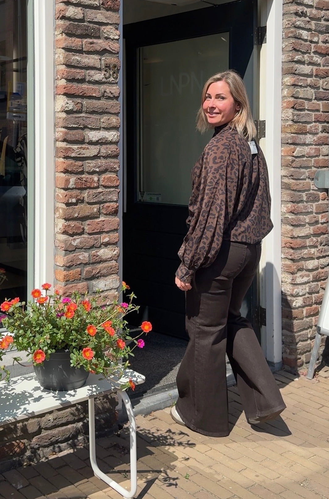 SENSES THE LABEL BLOUSE LEOPARD PRINT BROWN
